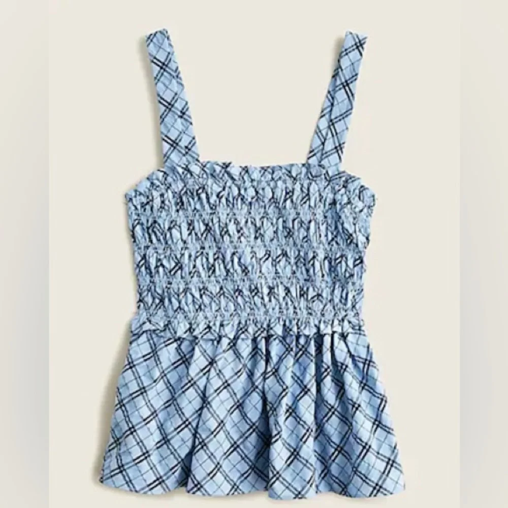 NWT! J.Crew Smocked Tank Top in Textured Plaid - Small - Picture 1 of 5